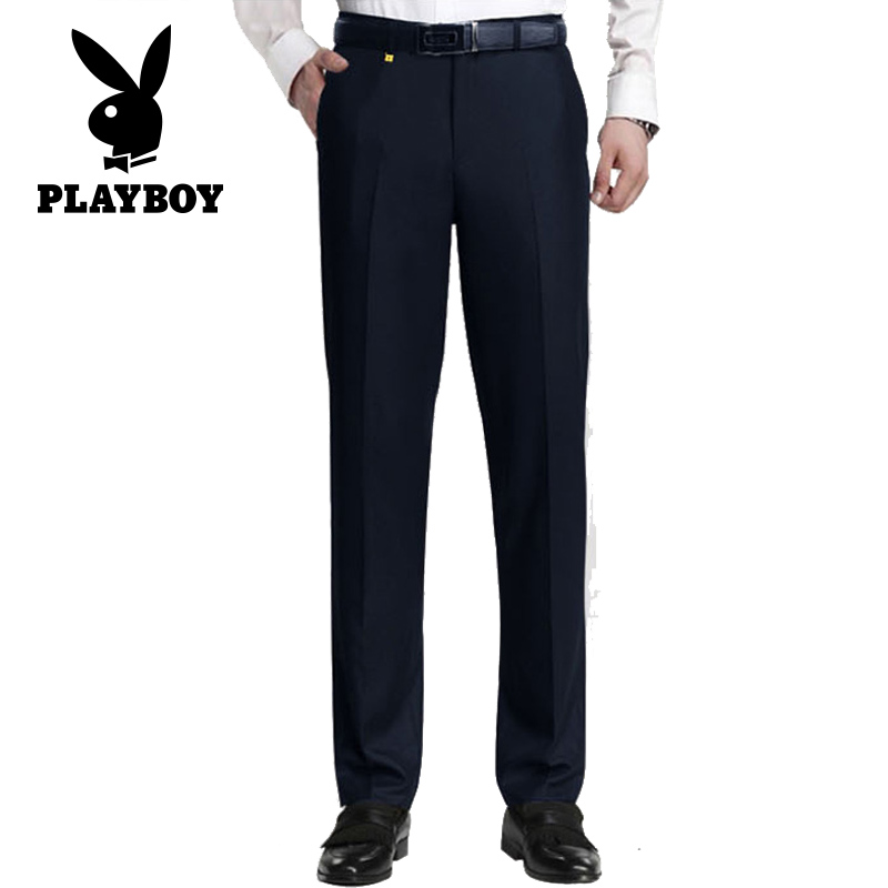 Playboy lụa băng của nam giới mỏng quần âu thân hình thon thả trong quần người Anh thẳng đàn ông bình thường của không phù hợp với quần sắt nam giới.