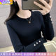 Round neck slim-fit copper button sweater temperament top 2024 autumn and winter new style foreign style inner bottoming shirt sweater for women