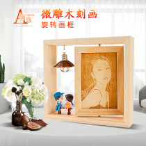 Wood Engraving Picture Frame Couple Photo Customize Solid Wood Pendulum Table Modern Minima Custom Gift Send male girlfriend