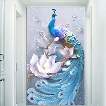 2021 new diamond painting 5d full diamond crystal cross stitch vertical version of the entrance peacock stickers handmade masonry 2020