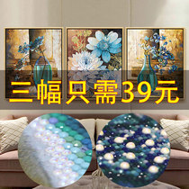 2022 new 5d diamond painted triple cross embroidered living room with frame crystal patch and stick point drill brick stone 2021