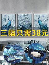 2021 new 5d shaped diamond painting full of diamonds with frame living room triptych peacock cross stitch diamond masonry 2020