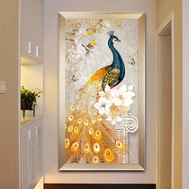 2021 diamond painting new full diamond living room peacock crystal entrance vertical version point paste masonry cross stitch stickers 2020