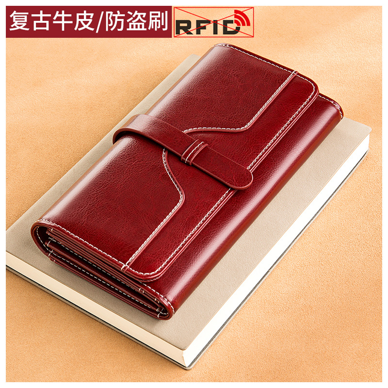 Women's Wallet, Long Style, 2025 New Model, Genuine, Fashionable, Trendy, Retro, Large Capacity, Genuine Leather Clutch, Can Hold a Phone