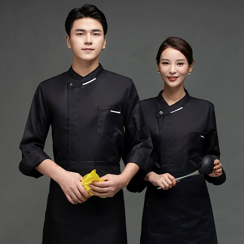 Шеф -повара Работа в одежде мужская длинная -выпечка западного ресторана высокий ресторан для общественного питания Cafeteria Custom осень и зимний на заказ целый набор кухонных курток