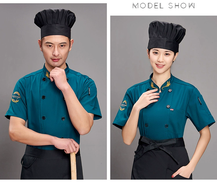 Quần áo làm việc đầu bếp nam ngắn tay mùa hè phần mỏng thoáng khí phục vụ bếp nhà hàng khách sạn quán ăn tự phục vụ bếp nướng quần áo bếp áo bếp nam đẹp