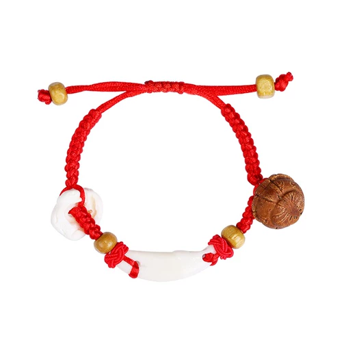 Детский натуральный плетеный браслет из красной нити для новорожденных ручной работы