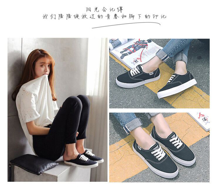 Giày nữ mùa thu màu trắng mới Giày vải Hàn Quốc dày dưới đáy giày sinh viên hoang dã giầy gucci ny