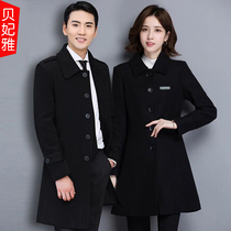 Professional wear woolen coat mens and womens work clothes thickened business Foreman front desk bank woolen long coat New