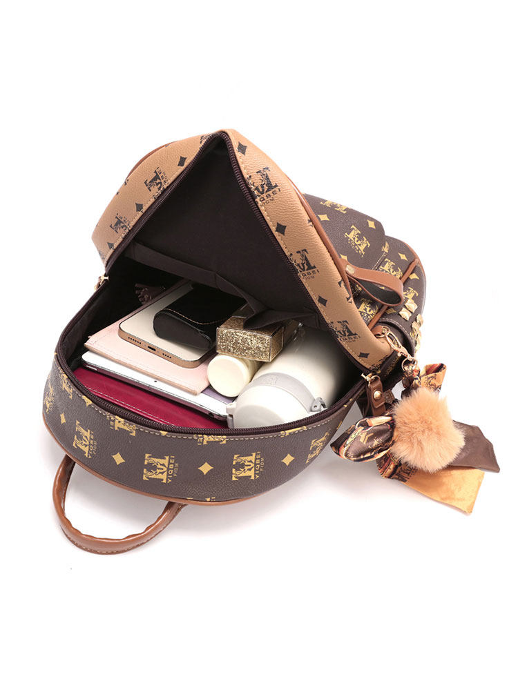 Backpack Women's Double Shoulder Bag 2025 New Style Mommy Bag Trendy Korean Version Fashionable High-End Large Capacity Casual Travel School Bag