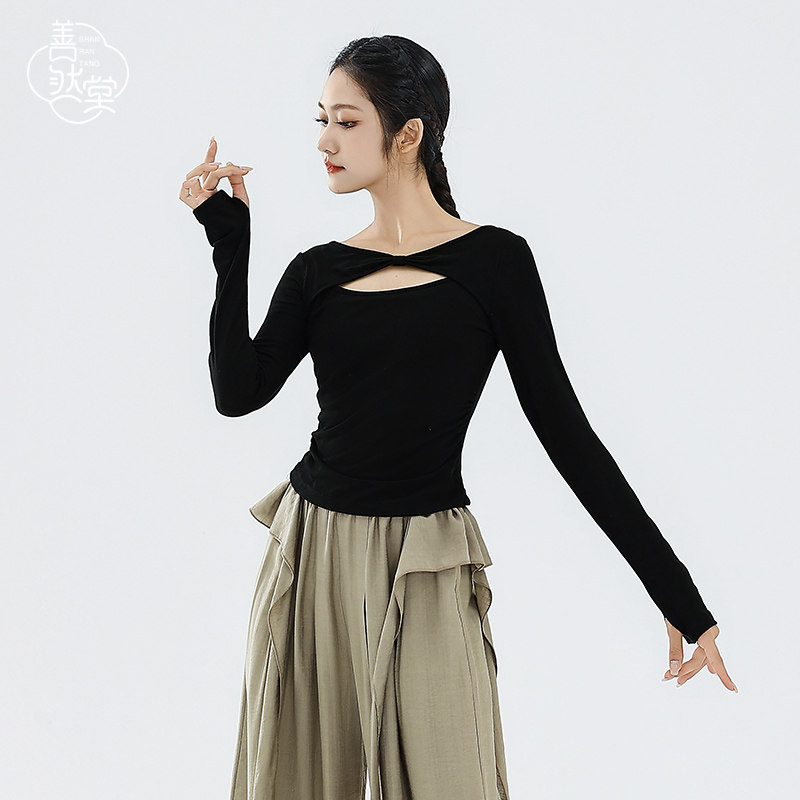 The Shanzang Modern Dance Practicing Costume female adult flutter and dance with Chinese autumn and winter art exam long sleeve blouses-Taobao