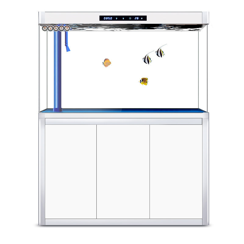 Fish Tank Bottom Filter, Medium to Large Glass Screen Partition Aquarium, No Water Change Needed, Ecological Living Room Floor-Standing Ultra-Clear Goldfish Tank