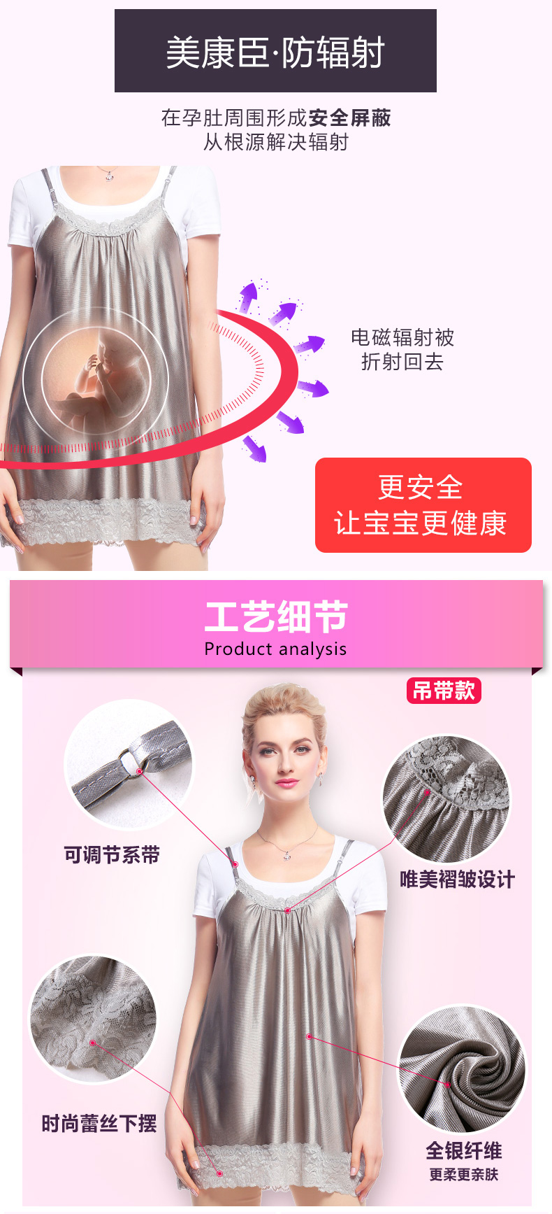 Váy hai lớp phù hợp với bà bầu công sở chính hãng Phụ nữ mang thai chống bức xạ quần áo phụ nữ nghi ngờ bốn mùa yếm thời trang bà bầu chống bức xạ