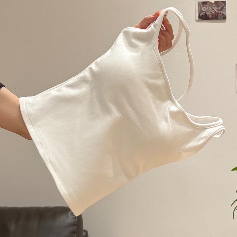 White Camisole for Women, Summer 2026 New Style, with Built-In Bra Pads, Slim Fit, Sleeveless, Short Top