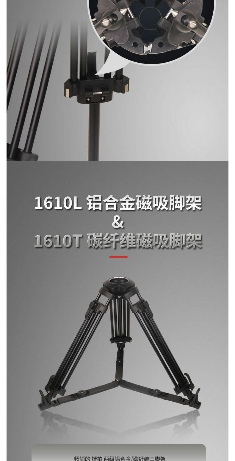 JP-V15L/V15T Pro Video Tripod System - Broadcast Hydraulic Fluid Head for DSLR/C