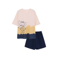 Pajamas for women 2022 new summer pure cotton thin short-sleeved shorts cartoon summer home clothes set can be worn outside