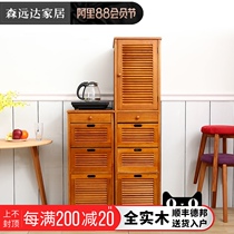 Solid wood simple dining side cabinet storage cabinet Multi-function storage cupboard Modern kitchen cabinet Narrow cabinet locker