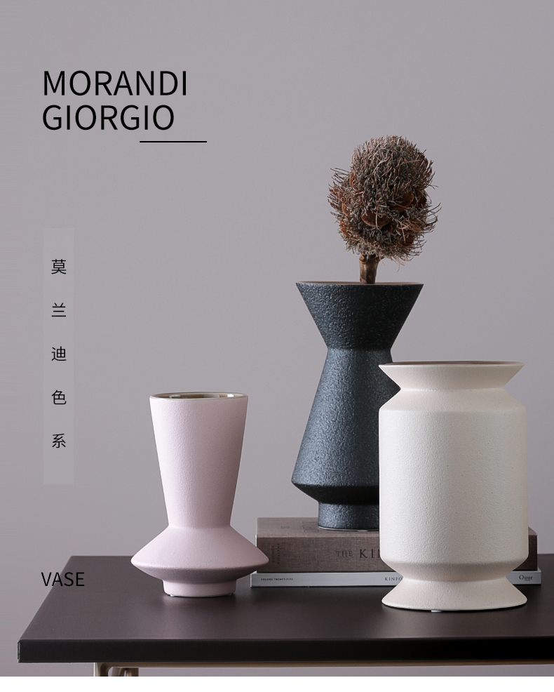 Creative morandi color ceramic vases, soft adornment art furnishing articles example room sitting room vase decoration light of key-2 luxury