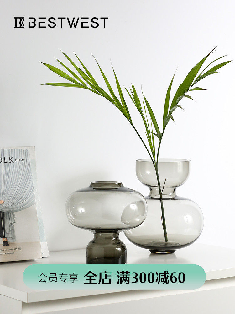 Light luxury glass vase transparent flower arrangement bottle Modern simple home living room model room soft decoration decoration ideas