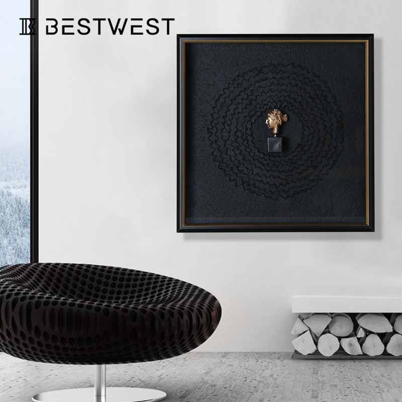 BEST WEST light luxury living room decoration painting sofa background wall soft decoration painting three-dimensional art porch hanging painting