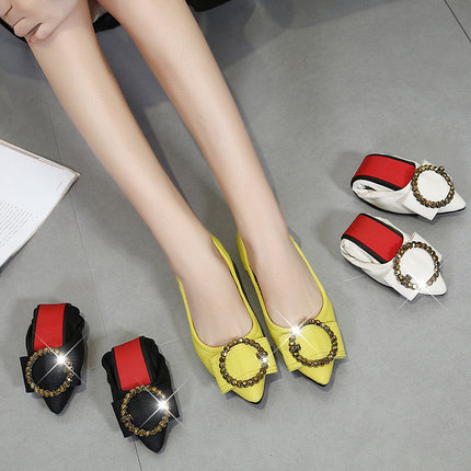 2018韩版新款浅口女款尖头平底鞋瓢鞋软底舒