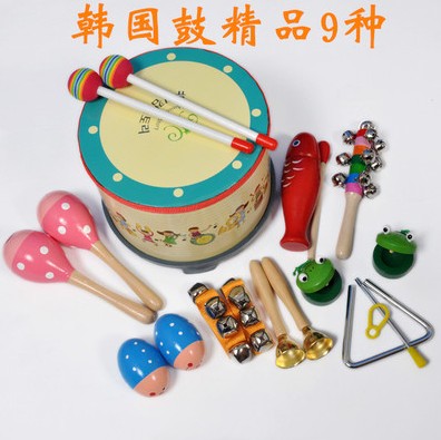Orff trẻ em nhạc cụ kết hợp gỗ cát búa rầm rầm castanets cổ tay chuông thiết lập giáo dục sớm âm nhạc đồ chơi âm nhạc đàn organ cho trẻ em