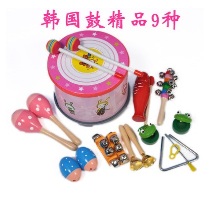 Orff trẻ em nhạc cụ kết hợp gỗ cát búa rầm rầm castanets cổ tay chuông thiết lập giáo dục sớm âm nhạc đồ chơi âm nhạc đàn organ cho trẻ em