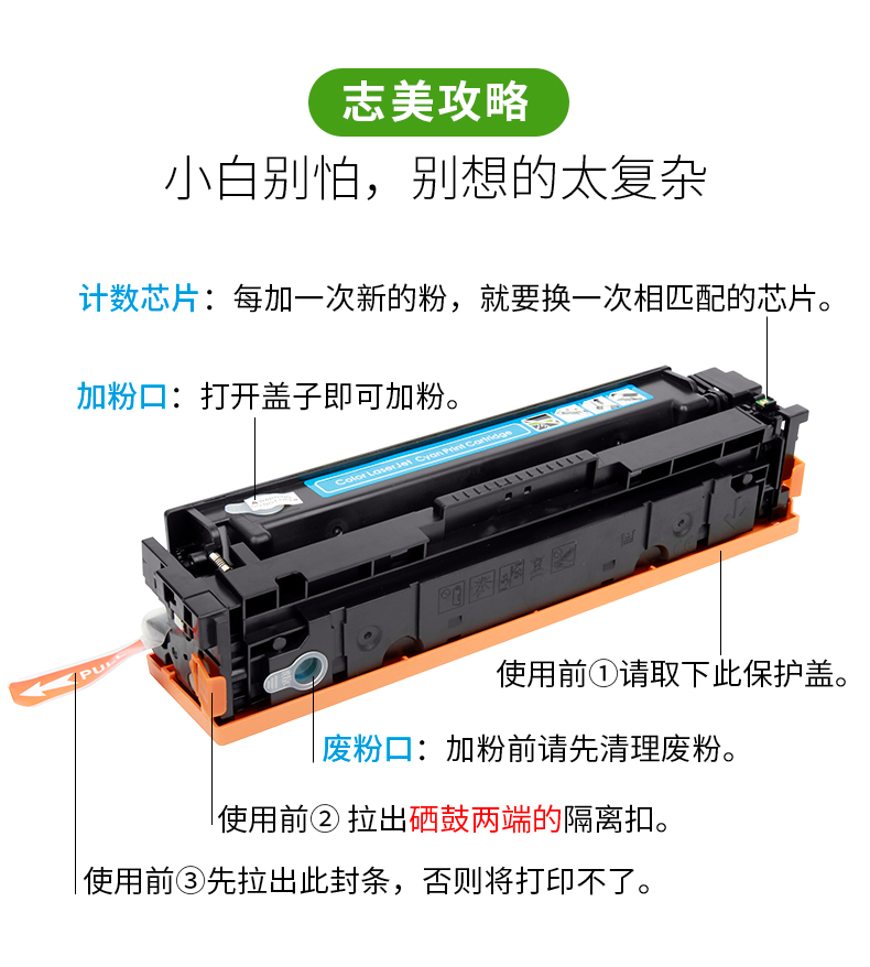 Zhimei áp dụng hộp mực HP M254 Pro M254dw M280nw M281fdw CF500A 202A LaserJet Pro MFP M281cdw M281FDN dễ dàng để thêm hộp mực - Hộp mực