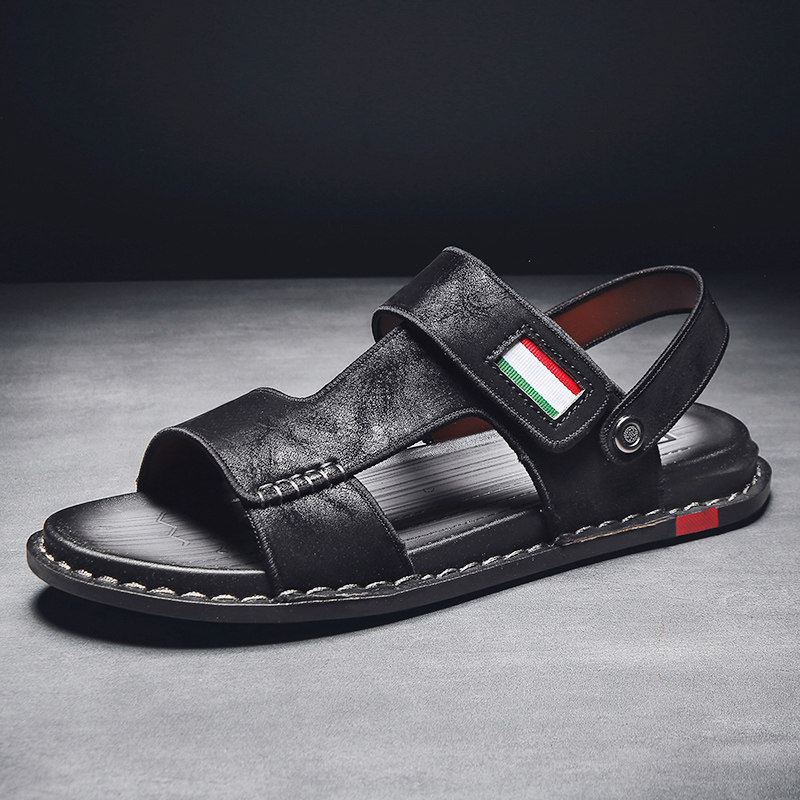 Men's soft leather sandals sandals Dual-use Summer 2021 New Outwear Beach Shoes Folkable Water Drive Leisure Tide Tug