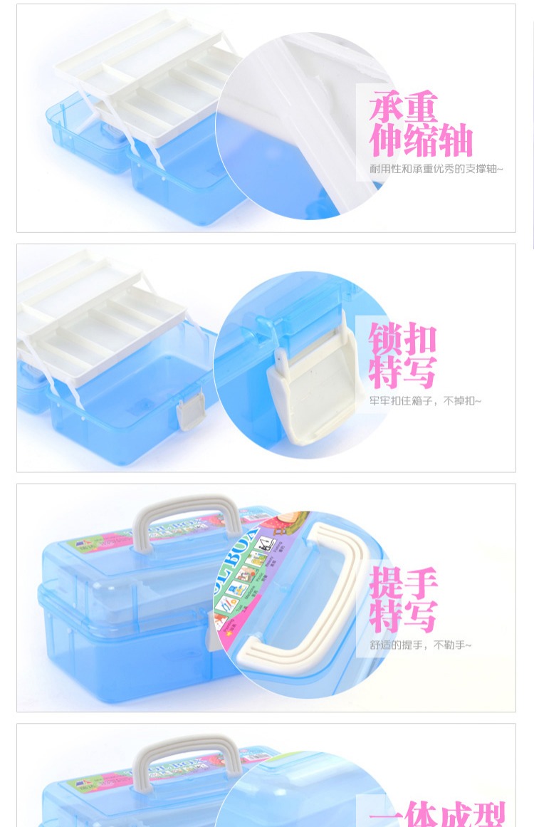 Nail cung cấp máy trị liệu ánh sáng thiết lập hộp lưu trữ nhựa Barbie đôi hộp lưu trữ ba lớp hộp công cụ lớn - Công cụ Nail đồ làm nail