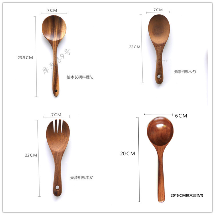 Xẻng gỗ tự nhiên xẻng thìa gỗ siêu dài tay cầm khuấy thìa cơm xẻng không dính xẻng gỗ đặt bếp - Phòng bếp kệ để gia vị inox