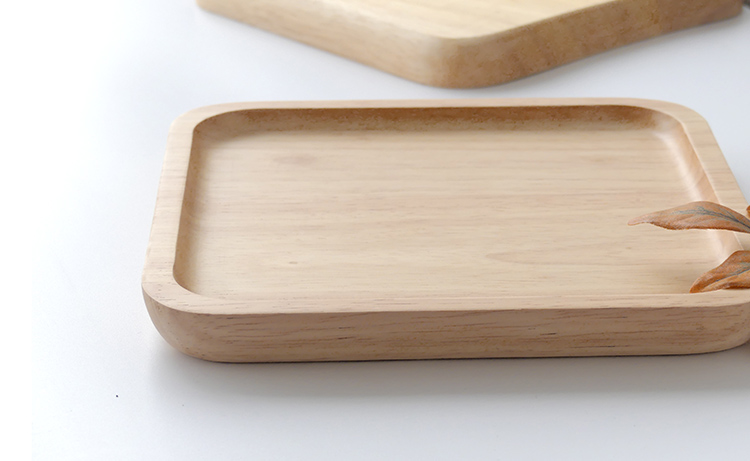 Ferris Lane Wood Dish Đơn giản, tấm gỗ dày đơn giản Khay vuông nhỏ Dim Sum Khay trà Bộ đồ ăn bằng gỗ - Tấm khay gỗ tròn