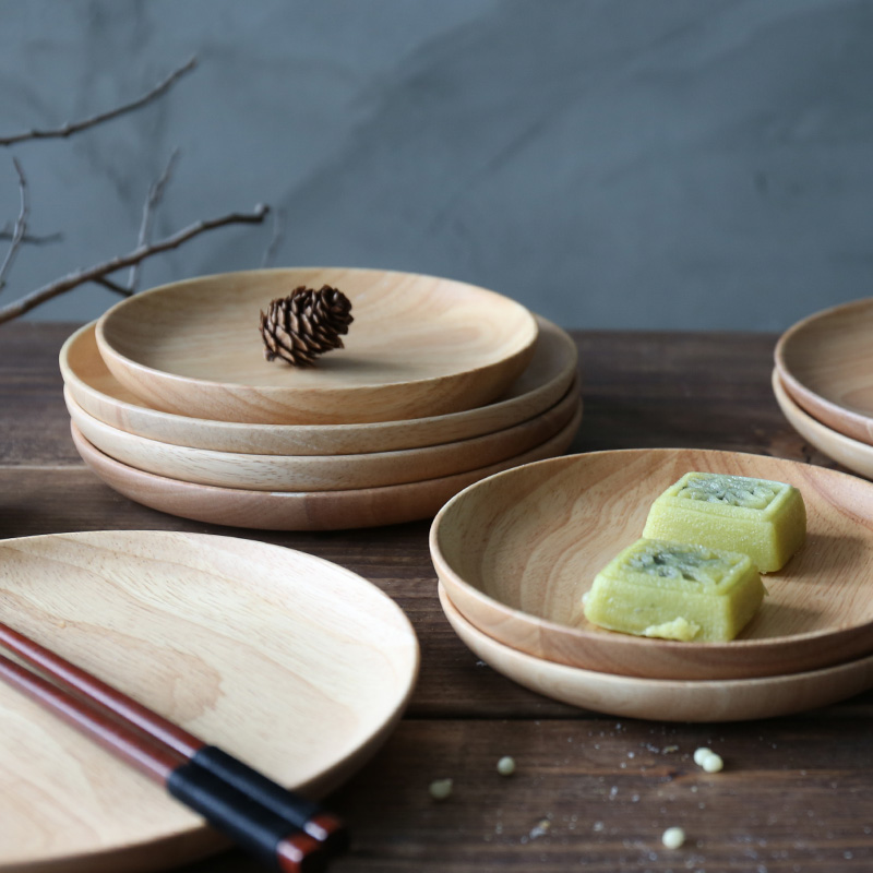 Ferris Lane Đĩa gỗ tròn đơn giản tròn lớn và nhỏ Trái cây snack bằng gỗ Món ăn lạnh Tấm trái cây Bộ đồ ăn bằng gỗ khay gỗ đựng ấm chén