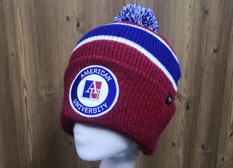 Single top American University contrast embroidered standard beanie hat warm cap knit hat cold cap 16-10