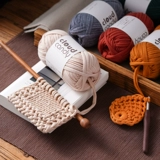 Плетеный крючок для вязания ручной работы, набор материалов, сумка, клубок пряжи, DIY