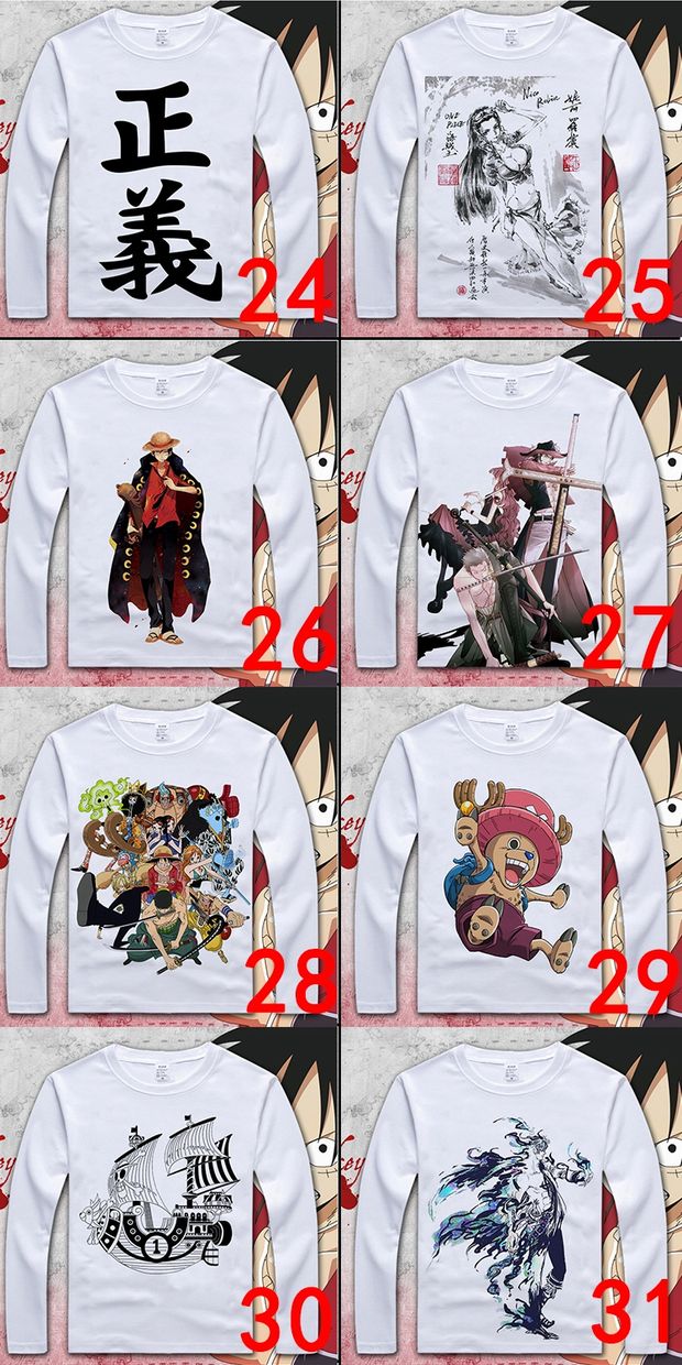 Phim hoạt hình anime bao quanh quần áo vua hải tặc tuổi teen áo phông Lufei Ace nam và nữ những người yêu thích quần áo dài tay mùa thu sticker cute đồ ăn