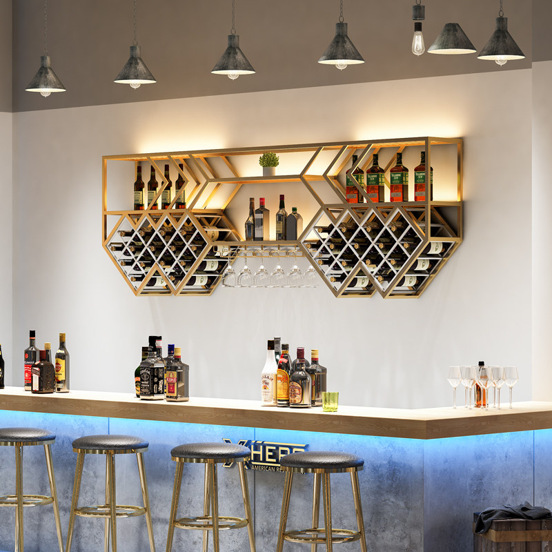 Shi Shi Iron Art Wall Hanging Bar Decorated Bar Decorated Cabinet Creative Household Red Wine Show on the Wall