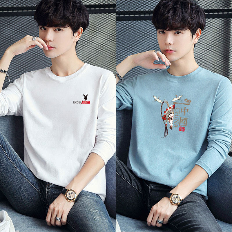 Playboy men's long-sleeved T-shirt 2022 spring and autumn new cotton round neck top clothes bottoming trend men's clothing