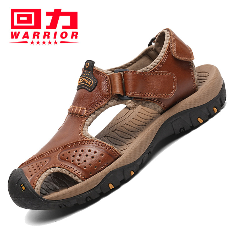 New back force sandals Men's clear cabin Summer Deodorant Genuine Leather Head Beach Shoes Breathable Outdoor Soft Underfloor Sandals Shoes