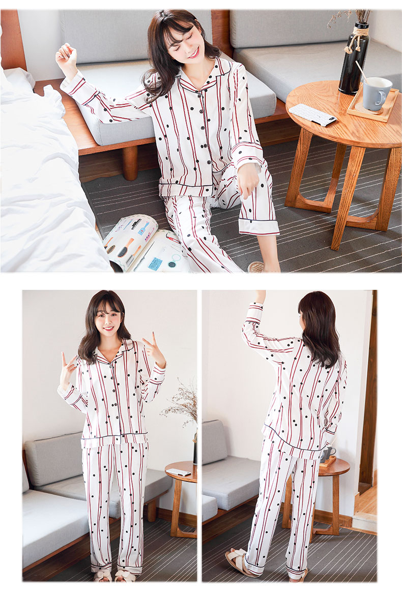 Đồ ngủ nữ Nhật Bản mùa xuân và mùa thu và mùa đông mỏng cardigan dài tay ngọt ngào cô gái lỏng lẻo phiên bản Hàn Quốc của bộ đồ dịch vụ gia đình - Bộ Pajama đồ bộ mặc nhà