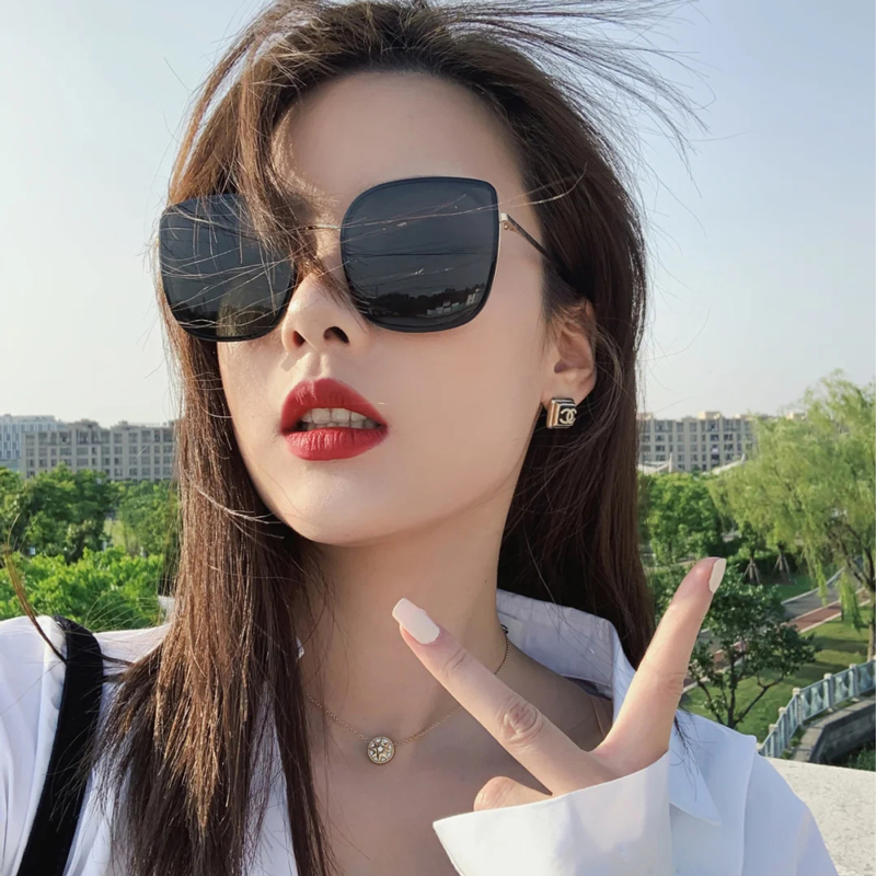 GM Sunglasses Women's 2022 New BIBI Polarized Glasses Square Net Red Large Frame Round Face Show Thin Face Small Sunglasses