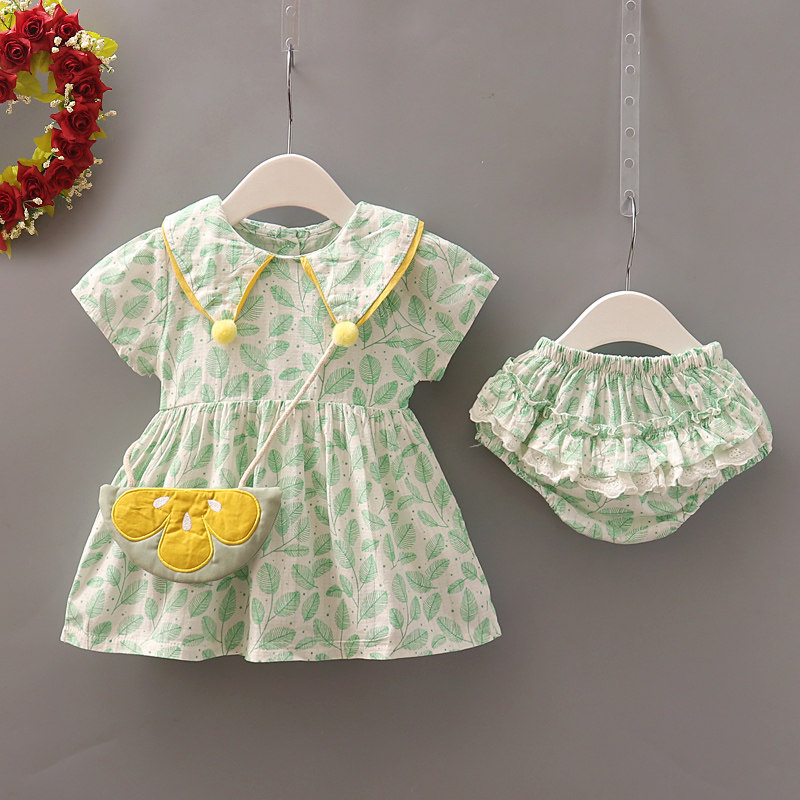 0-1-2-3-year-old female baby summer dress girl dress 4-9 baby with dress slim fit 2023 Summer sends PP pants summer-Taobao