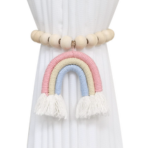A pair of rainbow curtain straps with magnetic wooden bead buckles and straps cute gauze curtain decoration accessories and trinkets
