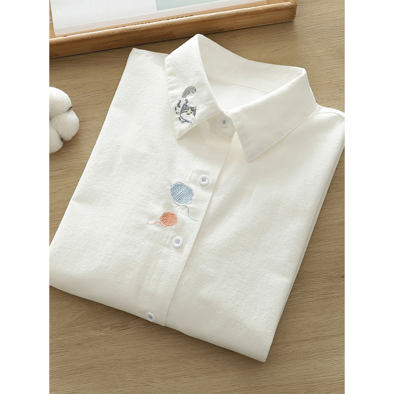 2026 New Women's Embroidered Collar White Shirt, High-End, Light Luxury, Age-Reducing, Stylish, Autumn and Winter Niche Outfit, White Jacket