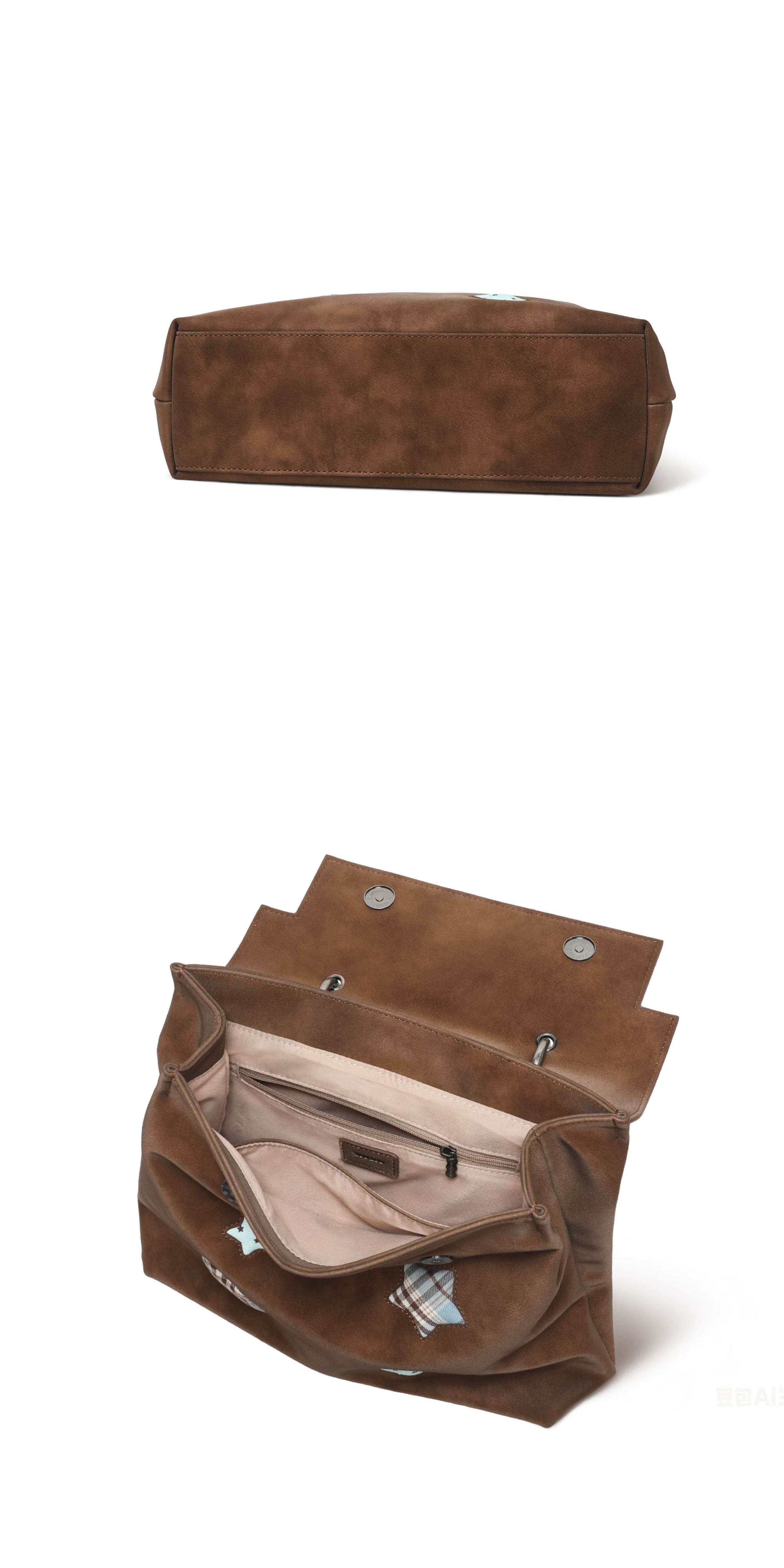 TOUTOU Chocolate Brown Star Shape Magnetic Snap Backpack