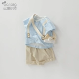 Детский спортивный костюм для выхода на улицу, раздельный костюм мальчика цветочника для отдыха, футболка, летняя одежда, в западном стиле, в корейском стиле