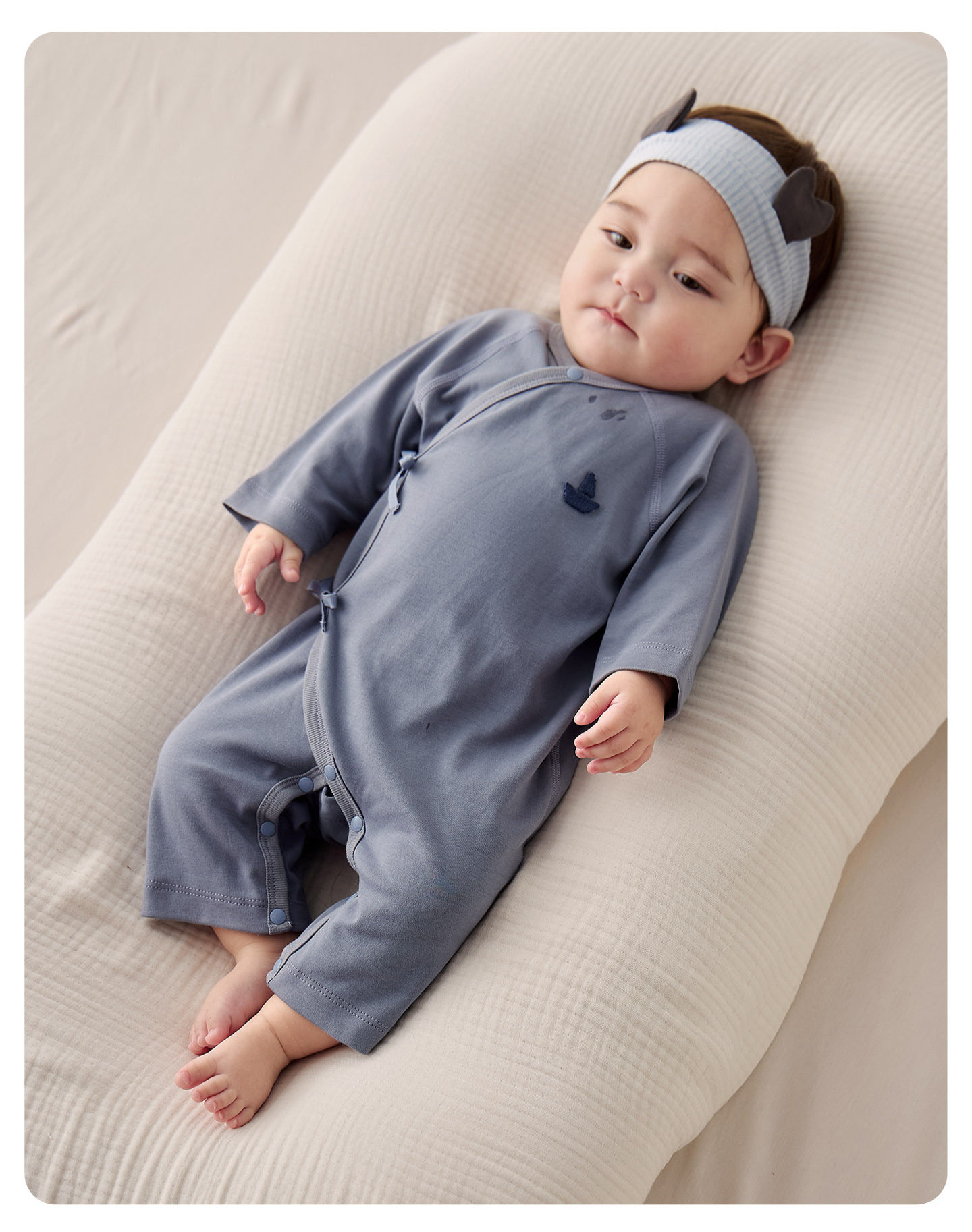 婴儿连体衣秋季哈衣爬爬服新生儿纯棉睡衣条纹初生宝宝衣服2件装 — 14