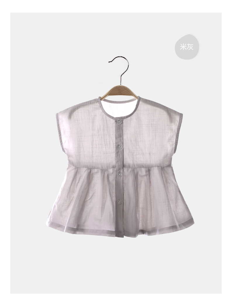 Áo sơ mi trắng bé gái cotton mùa hè mỏng phần trẻ em mùa hè thời trang tay áo ngắn tay bé - Áo sơ mi áo sơ mi trắng bé gái
