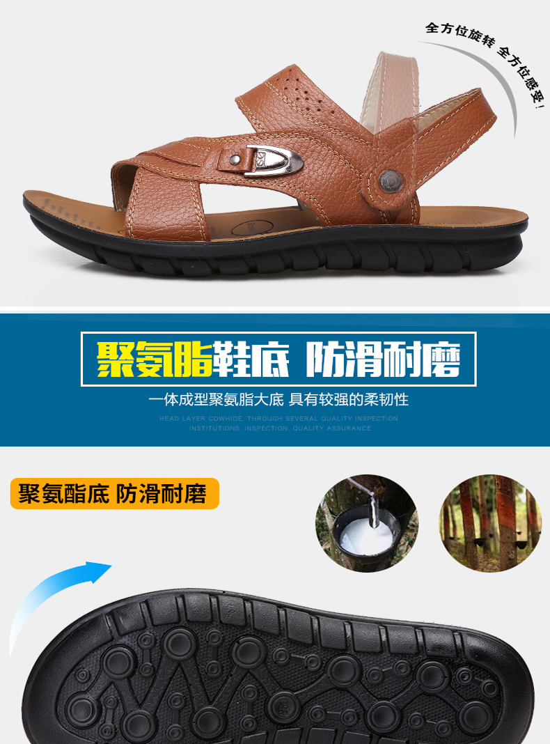 Giày nam đế xuồng nam mùa hè giày da đế xuồng 2018 mới bằng da dày đế dày chống trơn dép sandal nam