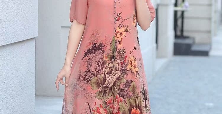 Váy của phụ nữ trung niên trong phần dài 40 tuổi 50 mùa hè cho phụ nữ trung niên - Quần áo của mẹ đầm tuổi trung niên